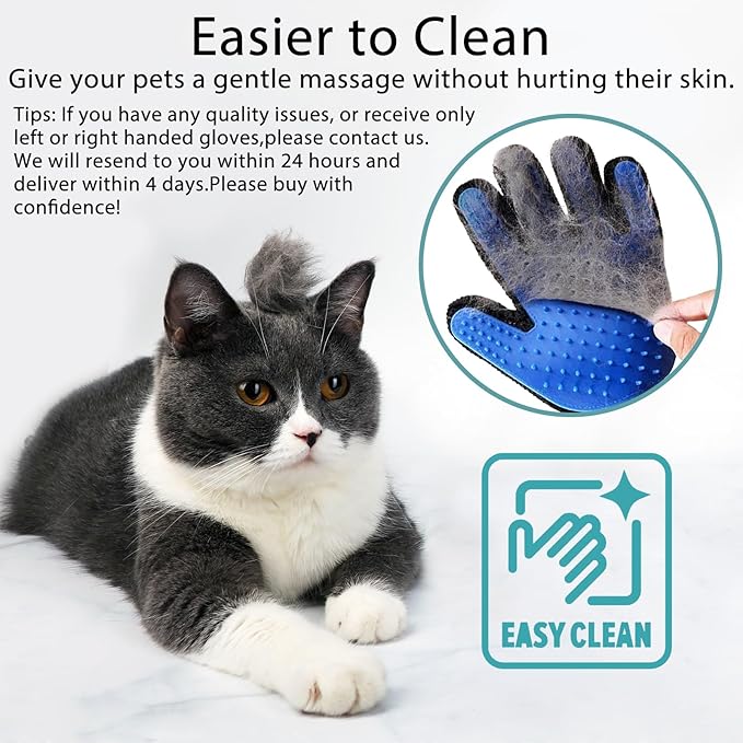 GJEASE Cat Grooming Glove Brush,Pet Hair Remover Tool,Reusable Dog Hair Fur Remover for Carpet,Furniture,Couch,Clothes,Eco-Friendly and High efficiency