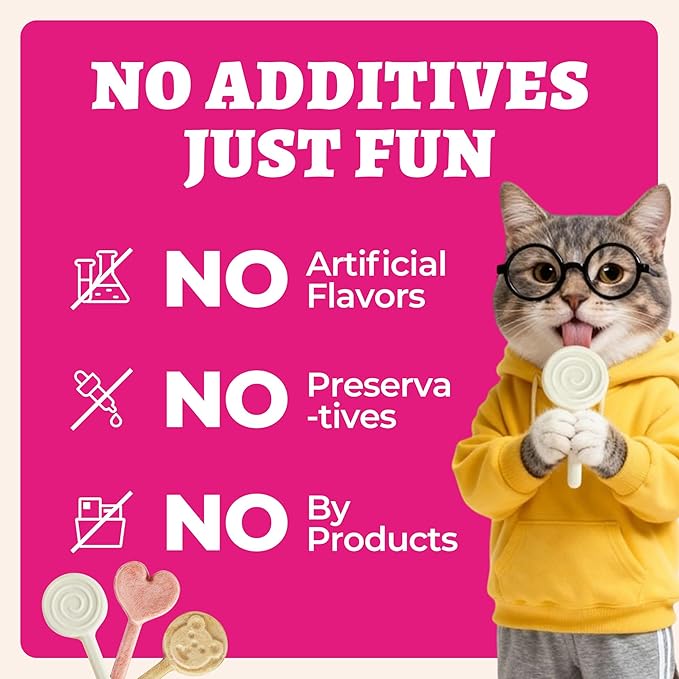 Wellix Freeze Dried Dog&Cat Treats - High Protein Chicken Recipe Lollipop Cat Treats - Three Flavors (Cat Grass, Dragon Fruit, Goat Milk) - Low Calorie Training Treats 21pcs