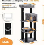PETEPELA Cat Tree for Large Cats up to 30 lbs, 58" Heavy Duty Cat Tower with Reinforced Scratching Posts[ φ3.1”], Large Hammock, Spacious Condo & Top Perch, Sturdy Cat Furniture for Maine Coons, Black