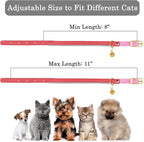 OOPSDOGGY Rolled Leather Cat Collar with Bell - Reflective Kitten Collar with Safety Elastic Strap - Adjustable Small Pet Collars for Boy Girl Cats (Pink)