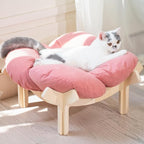 CHEERHOME PETS Elevated Cat Bed Wooden with Cushion Fluffy Pet Couch Sofa for Indoor Cats Raised Kitty Lounge Chair Suitable for Puppy, Cat Furniture(Pink)