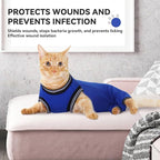 T'CHAQUE Cat Clothes Surgery Recovery Suit for Female Male, Cat Onesie Pet Surgical Pajamas Hind Legs Long Sleeve, Abdominal Wound Skin Diseases, E-Collar Alternative, Spay Recovery Suit, RoyalBlue-XL