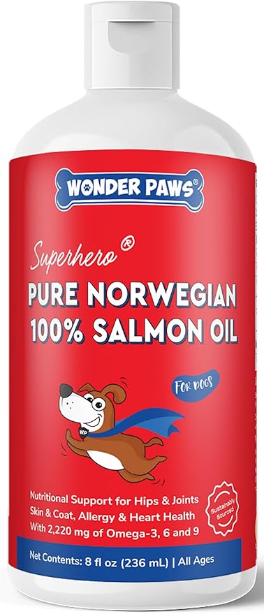 Premium Salmon Oil for Dogs – Pure Norwegian Salmon Oil High in Omega 3 EPA & DHA -Powerful Fish Oil for Dogs Skin & Coat, Hip & Joints, Allergies & Itchy Skin – Omega 3 Fish Oil for Dogs-8oz Liquid