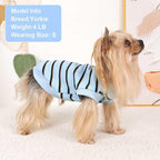 Dog Shirt, Pet Clothes for Chihuahua, Yorkie Teacup Costumes Striped, Small Dogs Sleeveless Tank Top Vest, Breathable Cotton Puppy T-Shirt, Cat Apparel Outfit (Blue, L)