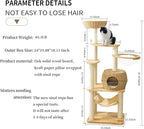 59" Big Modern Cat Tree Tower, Cat Tower Sisal-Covered Scratching Posts for Indoor Cats, Oak Wood Cat Tree for Large Cats, Multi-Level Cat Condo with Space Capsule Nest, Cat Furniture Activity Centre