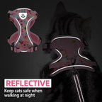 PUPTECK Cat Harness and Leash Set Escape Proof Reflective Cat Walking Harness Adjustable Soft Breathable Mesh Vest for Small Pets, Pink Flowers, S