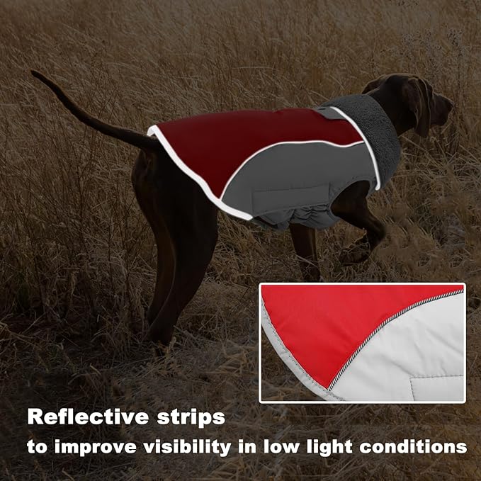 Doglay Dog Coat Waterproof Warm Dog Winter Jacket,Christmas Reflective Fleece Puppy Winter Coat with Harness Hole, Adjustable Snow Jacket for Small Medium Large Dogs