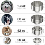 1Gallon Double Layer 304 Stainless Steel Dog Bowl - Insulated & Durable | Non-Slip Base | Easy to Clean | BPA-Free Safe Dog Water Bowl[128oz for Large Giant Breeds]