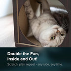 Cat Scratcher Tunnel, Cardboard cat House, Scratching Post for Indoor Cats, 360 Degree Comfort, Durable Design, Odor-Free, Easy Assembly, Perfect for Playful Kittens and Adult Cats, Espresso