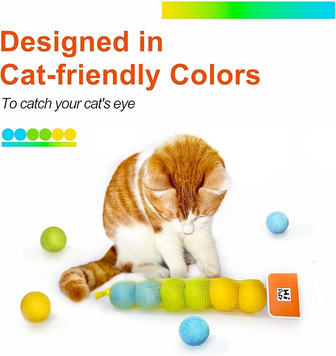 100% Wool Felt Cat Toy Balls – 6-Pack, 3 Colors – Natural, Durable & Safe Size for Kittens and Cats