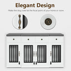 MCombo Wooden Dog Crate Furniture with 4 Drawers and 4 Lockable Doors, Pet Kennel TV Stand for Medium/Large Dogs 1872 (White and Grey)