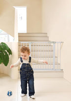 29"-57" Baby and Pet Safety Gate, 30" Tall Metal Walk-Thru Gate for Doorways & Stairs, Easy One-Hand Open, Dual Lock, Extensions & Wall Mounts Included (Gray, 29"-46" W x 30.5“H)