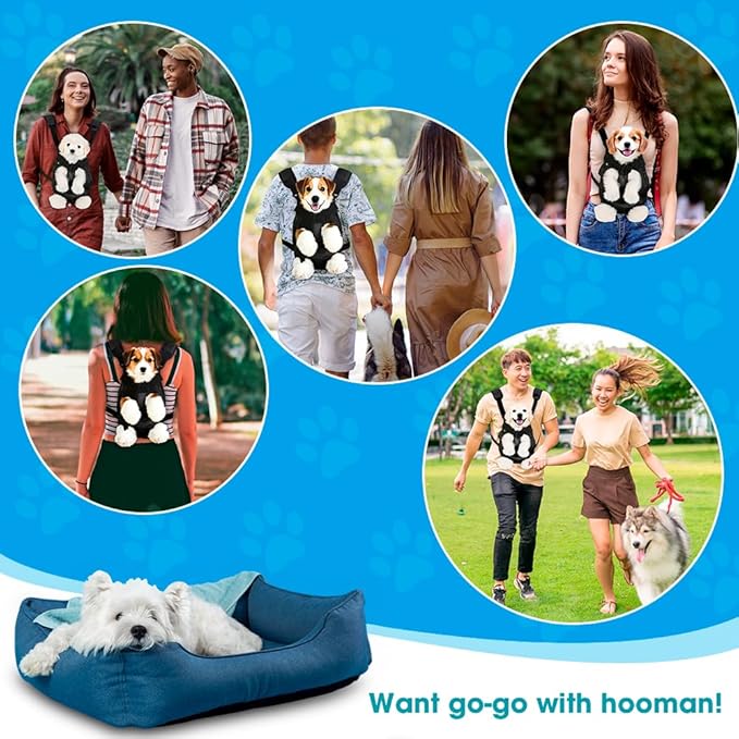 Dog Backpack Carrier, Adjustable Pet Front Carriers, Legs Out Carrying Sling Travel Bag for Small Medium Dogs 7-11 Lbs, Soft Wearable Puppy Chest Carry Backpacks for Walking/Hiking/Camping/Traveling
