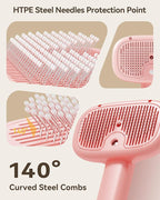 ROJECO 3-in-1 Pet Steam Brush for Cats&Dogs - Detangling Comb with Adjustable Mist, Handheld Deshedding Grooming Tool for Long/Short Hair, Massage Brush & Shedding Control Gift,Cordless,Pink