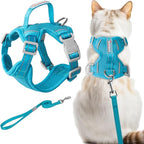 Cat Harness and Leash Set Escape Proof for Kitten Walking, Soft Adjustable Top Handle Vest Harnesses for Cats, Easy Control Breathable Reflective Small Medium Large, Blue,M