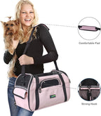 JESPET Soft-Sided Kennel Pet Carrier for Small Dogs, Cats, Puppy, Airline Approved Cat Carriers Dog Carrier Collapsible, Travel Handbag & Car Seat (Pink2, 19" L x 10" W x 13" H)