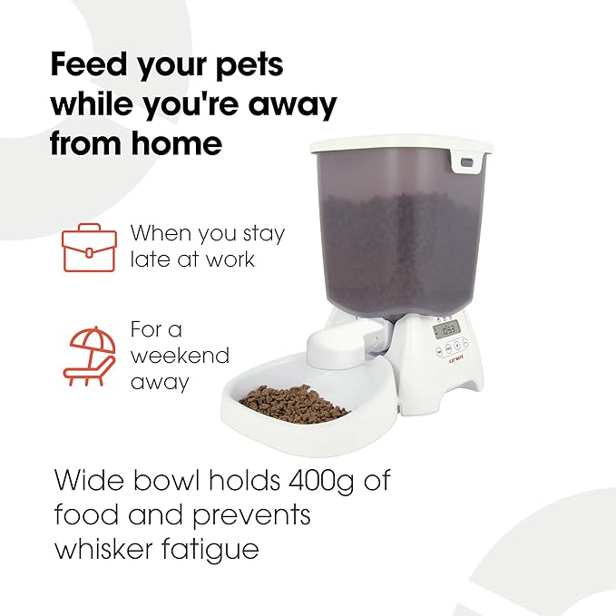 Cat Mate C3000 Automatic Dry Food 3-Meal Feeder, BPA Free for Cats & Small Dogs