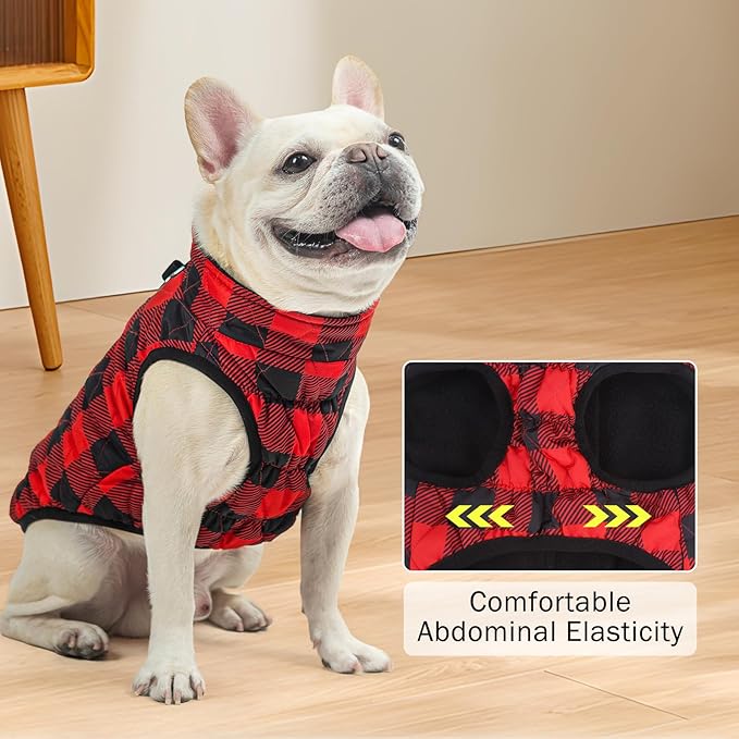 SCENEREAL Dog Winter Coat - Warm Jacket with Built-in Harness for Small to Medium Dogs, Waterproof, Fleece Puffer Vest, Windproof, Snow Clothes