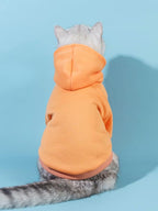 QWINEE Basic Dog Hoodie Sweatshirt Puppy Sweater Warm Cat Costumes Pet Clothes for Chihuahua Puppy Kitten Small Medium Dogs Orange Small