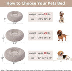 WNPETHOME Calming Dog Bed Cat Bed Donut, Faux Fur Pet Bed Self-Warming Donut Cuddler, Comfortable Round Plush Dog Beds (27 x 27 Inch, Light Coffee)