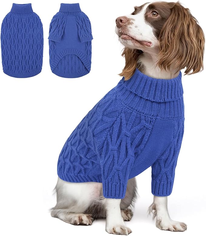 Queenmore Dog Sweaters for Large Dogs Girls Boys,Warm Pullover Extra Large Dog Sweater,Dogs Christmas Sweaters,Classic Turtleneck Thick Clothes for Extra Large Pets, Pitbull, Boxer(Royal Blue,XL)