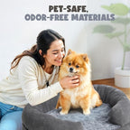 XL Orthopedic Dog Bed, 52"x40" Extra-Thick 4.7" Egg Crate Foam Couch for Extra Large Dogs, Washable Bolster Sofa Bed, Calming Plush Cover, Round Support Pad, Giant Dog Bed with Removable Cover