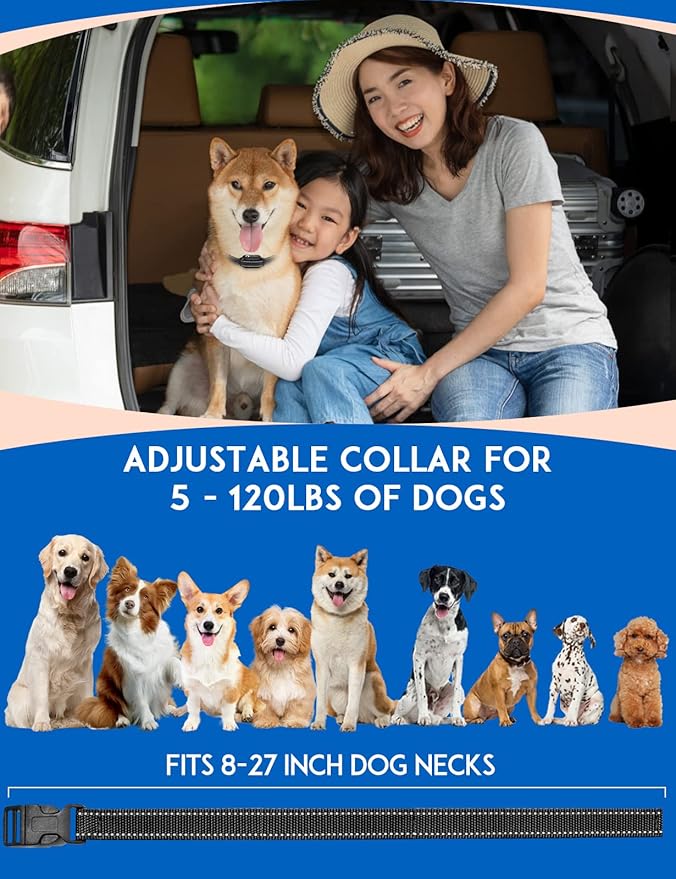 PaiPaitek Vibrating Dog Collar No Shock, 3300ft Range Dog Beep Collar with Remote, IPX7 Waterproof Rechargeable No Shock Training Collar for 5-120 lbs All Breeds - No Prongs