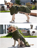 Barkworthies Dog Raincoat - Waterproof Winter Jacket with Velvet Inner, Reflective Strip, Green, XL