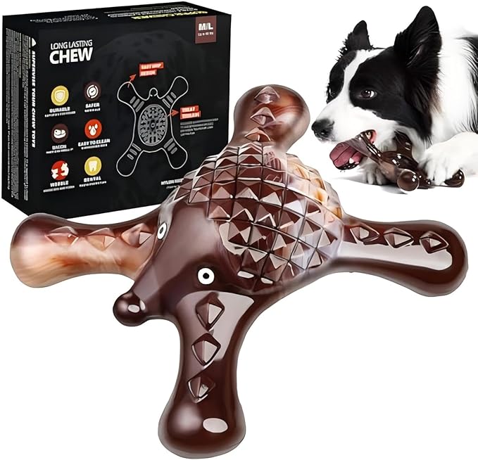 Tough Dog Chew Toy for Aggressive Chewers – Durable Bacon Flavored Nylon Bone for Large Dogs, Fillable Dental Toy for Teething, Indoor Chewing & Crate Training, Boredom Relief Gift