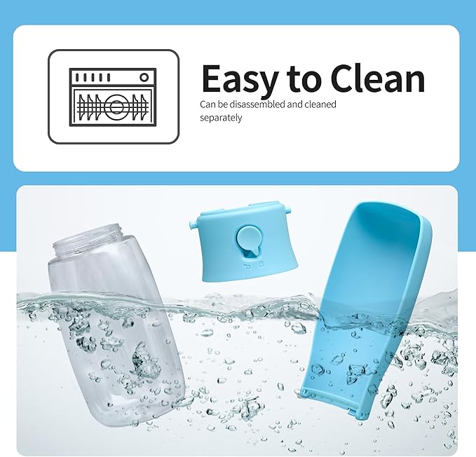 Dog Water Bottle, Leak Proof Portable Puppy Water Dispenser, Travel Puppy Water Bowl, Foldable Transparent Dog Water Bottle for Pets Outdoor Walking, Hiking, Travel, Food Grade Plastic - 19oz Blue