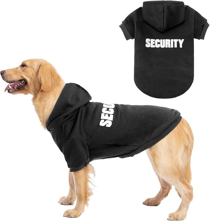 BINGPET Security Dog Hoodies Puppy Sweater Cold Weather Dog Coats Soft Brushed Fleece Pet Clothes Hooded Sweatshirt for Dog Cat