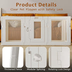 Clear Acrylic Dog Playpen Indoor, Puppy Cat Small Pet Play Pen, Easy Assemble & Disassemble Sturdy Plastic Dog Fence with Heavy Duty Door Lock (24In H, 8PCS), White