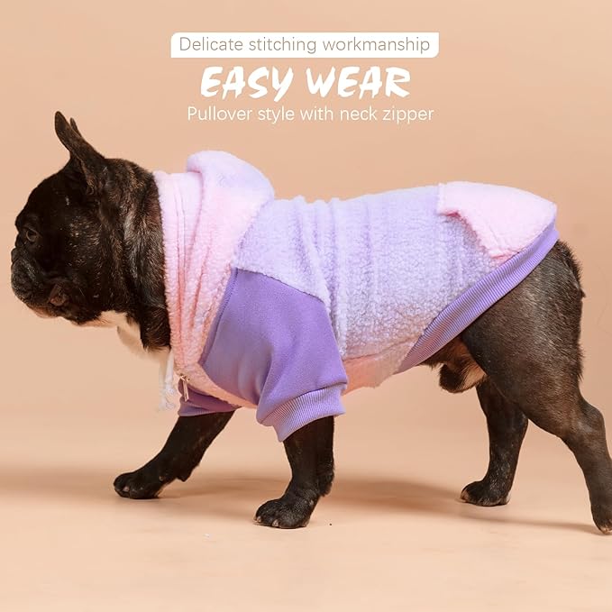 BINGPET Tie Dye Dog Hoodie,Fleece Dog Sweatshirt Puppy Sweater with Leash Hole,Warm Dog Sweater Dog Winter Clothes with Pocket,Pet Outfit Dog Sweaters for Small Medium Dogs Boy and Girl (Pink,M)