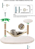 LUCKITTY Small Cat Scratching Posts Kitty Coconut Palm Tree-Cat Scratch Post for Cats and Kittens - Natural Jute Sisal Scratch Pole Cat Scratcher (Post &Hammock)