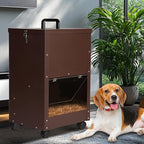 Galvanized Automatic Dog Feeder Large Breed 45 Pounds, Metal Dog Food Gravity Feeder Extra Large Automatic Pet Feeder, Easy to Move with Wheels