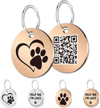 MYLUCKYTAG Stainless Steel QR Code Cat Tags - Online Profile, Scan QR for Instant Pet Location Alerts
