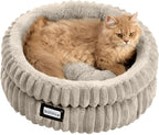 BALANCE Cat Bed Kitten Bed, Washable Round Cat Beds for Indoor Cats,Super Soft Plush Faux Fur Pet Bed for Puppy and Kitten with Anti-Slip Bottom