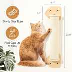 MEWOOFUN Cat Scratching Post, 22.8'' x 5.1'' Cat Wall Furniture, Wooden Sisal Cat Scratchers for Indoor Cats, Wall Mounted Tall Cat Scratching Post for Multi-Functions