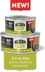 ACANA Chunks in Broth Wet Cat Food Lamb & Kidney Recipe 5.5oz Cans (6 Count)