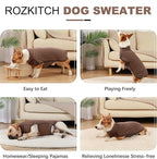 ROZKITCH Dog Winter Coat Soft Pullover Pajamas, Pet Windproof Warm Cold Weather Jacket Vest Cozy Onesie Jumpsuit Apparel Outfit Clothes for Small, Medium, Large Dogs Walking Hiking Travel Sleep Brown