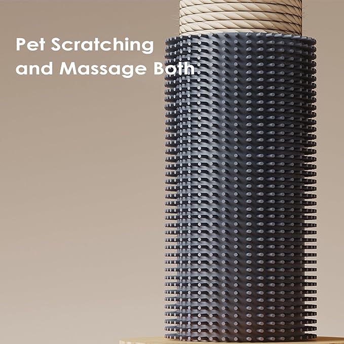 Cat Scratching Post, Indoor Cat Scratcher Kitten Toys Catnip Wooden Ball Track Two-Layer Modern Sisal for Kittens or Smaller Cats Scratch Post Interactive Toy with Dangling Ball Beige