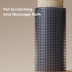 Cat Scratching Post, Indoor Cat Scratcher Kitten Toys Catnip Wooden Ball Track Two-Layer Modern Sisal for Kittens or Smaller Cats Scratch Post Interactive Toy with Dangling Ball Beige