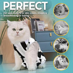 Avont Cat Recovery Suit - Kitten Onesie for Cats After Surgery, Cone of Shame Alternative Surgical Spay Suit for Female Cat, Post-Surgery or Skin Diseases Protection -Cow(S)
