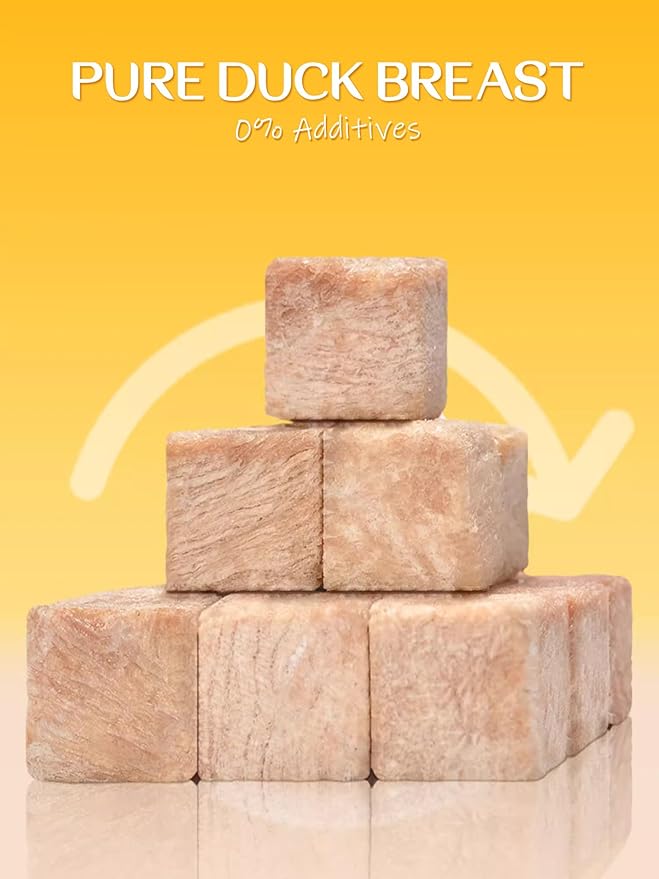 7 OZ Freeze Dried Duck Breast Treats for Dogs Cats, High Protein Raw Pet Food Topper, Single Fresh Ingredient Treats, Rawhide Free