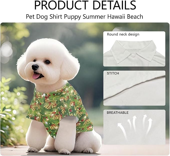 Colorful Lights Dog Clothes for Large Dogs Christmas Boy Girl Dog Shirt Soft Puppy Outfit Adorable Pet T-Shirts Puppy Summer Hawaiian Beach Polo Shirts Clothes Kitten Xmas Clothing