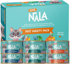 LOVE, NALA - Natural Adult Cat Wet Food - Pate Variety Pack - Tuna, Chicken, Mackerel - Grain Free, Non-GMO, Fiber Blend, Minerals, Vitamins - 12 Pack 2.1 lbs.