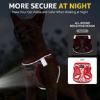 SCENEREAL Cat Harness & Leash Set Escape Proof - Adjustable Air Mesh Vest with Reflective Strips for Kittens, Puppies, Rabbits, Cherry M