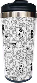 Cat Dog Paw Travel Coffee Mug with Filp Lid, Animal Stainless Steel Insulated Tumbler Cup 14 Oz, Holiday Birthday Christmas Gift for Men Women Dad Mom Sister Friend Bestie Dog Lover