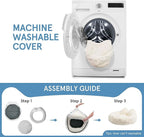 Round Dog Bed for Small Dogs & Cats -Washable Dount Cute Cat Bed for Indoor Cats, Orthopedic Sherpa Fleece Soft Cozy Calming Pet Bed with Removable Zipper Cover (White, (23x23x8inches))