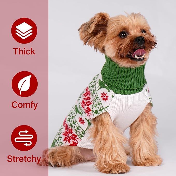 KYEESE Dog Christmas Sweater Stretchy Pet Coats Pet Sweater Large Size Pets Warm Dogs Clothes Soft Dog Sweater for Large Dogs Warm Pet Christmas Outfit